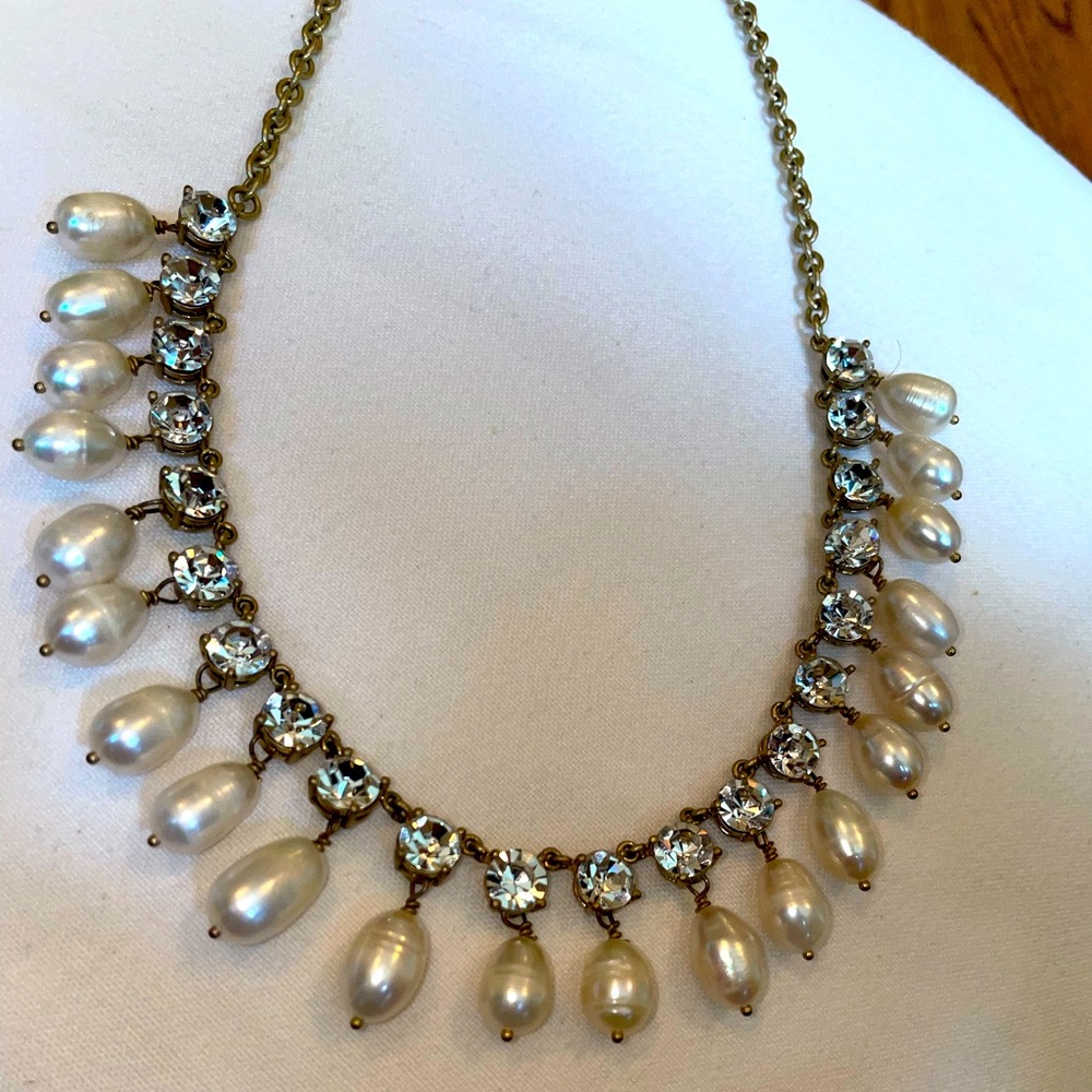 Faux pearl and rhinestone necklace